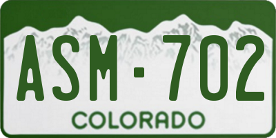 CO license plate ASM702