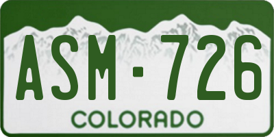 CO license plate ASM726