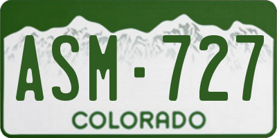 CO license plate ASM727