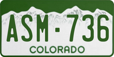 CO license plate ASM736
