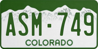 CO license plate ASM749