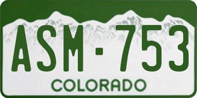 CO license plate ASM753