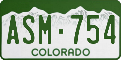 CO license plate ASM754