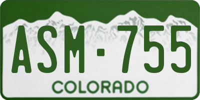 CO license plate ASM755