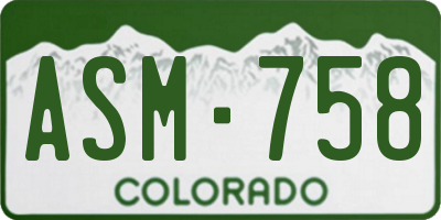 CO license plate ASM758