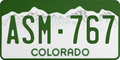 CO license plate ASM767