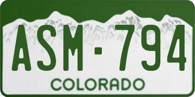 CO license plate ASM794