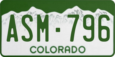 CO license plate ASM796