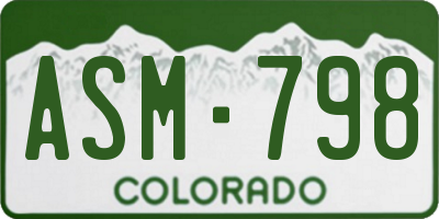 CO license plate ASM798
