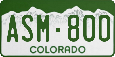 CO license plate ASM800