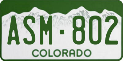 CO license plate ASM802