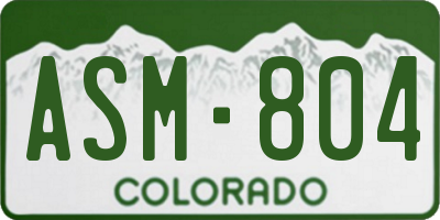 CO license plate ASM804