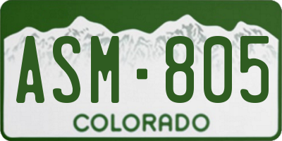 CO license plate ASM805