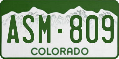 CO license plate ASM809
