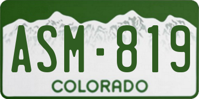 CO license plate ASM819