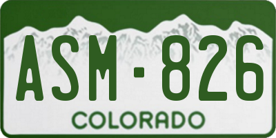 CO license plate ASM826