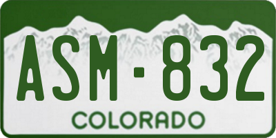 CO license plate ASM832