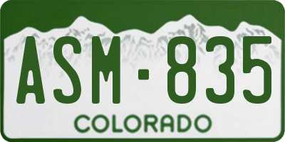 CO license plate ASM835
