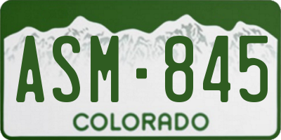 CO license plate ASM845