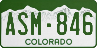 CO license plate ASM846