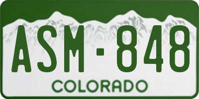 CO license plate ASM848