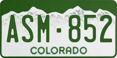 CO license plate ASM852