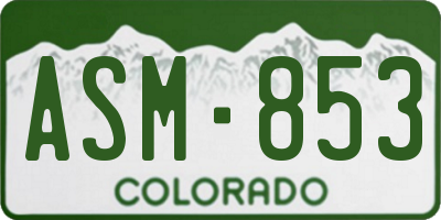 CO license plate ASM853