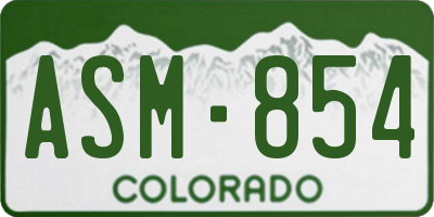 CO license plate ASM854