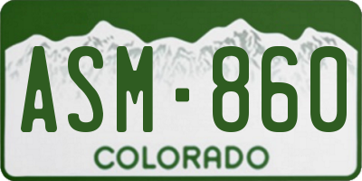CO license plate ASM860