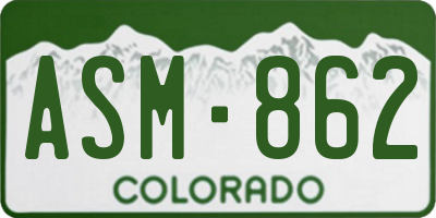 CO license plate ASM862