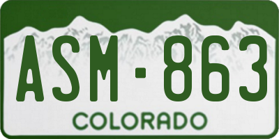 CO license plate ASM863