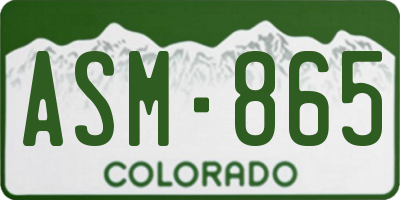 CO license plate ASM865