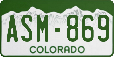 CO license plate ASM869