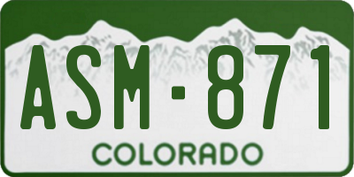 CO license plate ASM871