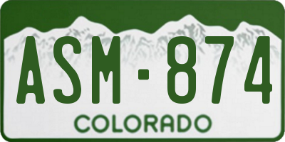 CO license plate ASM874