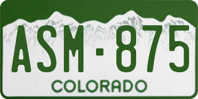 CO license plate ASM875