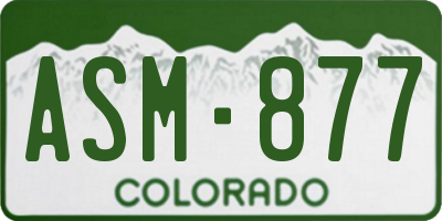 CO license plate ASM877