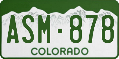 CO license plate ASM878