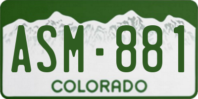 CO license plate ASM881