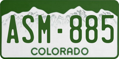 CO license plate ASM885