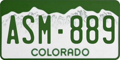 CO license plate ASM889