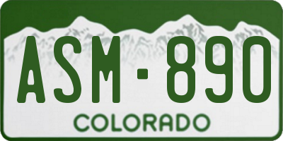 CO license plate ASM890