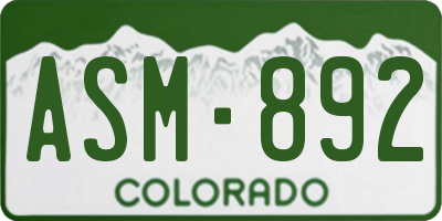 CO license plate ASM892