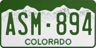 CO license plate ASM894
