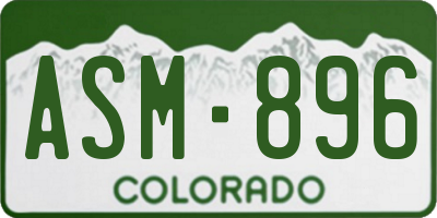 CO license plate ASM896