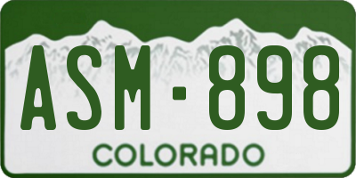 CO license plate ASM898