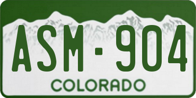 CO license plate ASM904