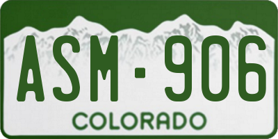 CO license plate ASM906