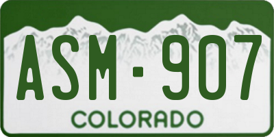 CO license plate ASM907
