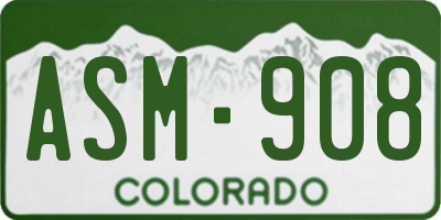 CO license plate ASM908